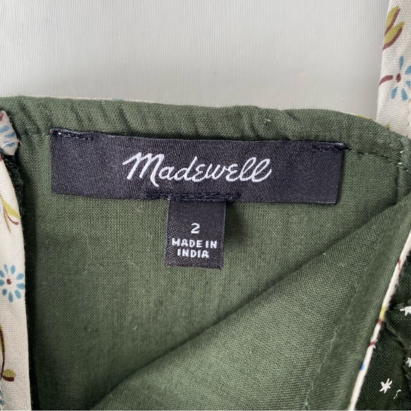 Madewell Floral Mix Square Neck Mini Dress Dark Forest Green 2 - Picture 12 of 13